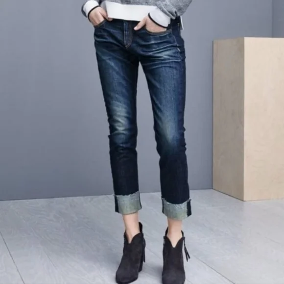 Rag & Bone Dre Raw Hem Boyfriend Denim Jeans in Yesler Wash 27 - Picture 1 of 11